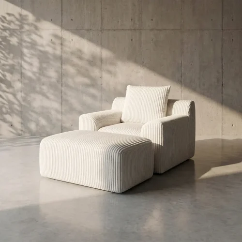 Fauteuil compressé Kubo Solo, avec repose-pieds, Luxysofa